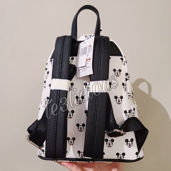 DISNEY LOUNGEFLY ALL OVER MICKEY'S FACE BACKPACK - Picture 6 of 8